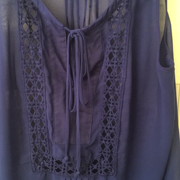 Royal Blue Daniel Rainn sheer sleeveless blouse - Picture 3 of 5